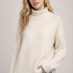 Vince Soft Cream Turtleneck Sweater